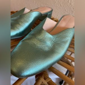 Practically brand new Loeffler Randall mermaid blue mules. Size 8.